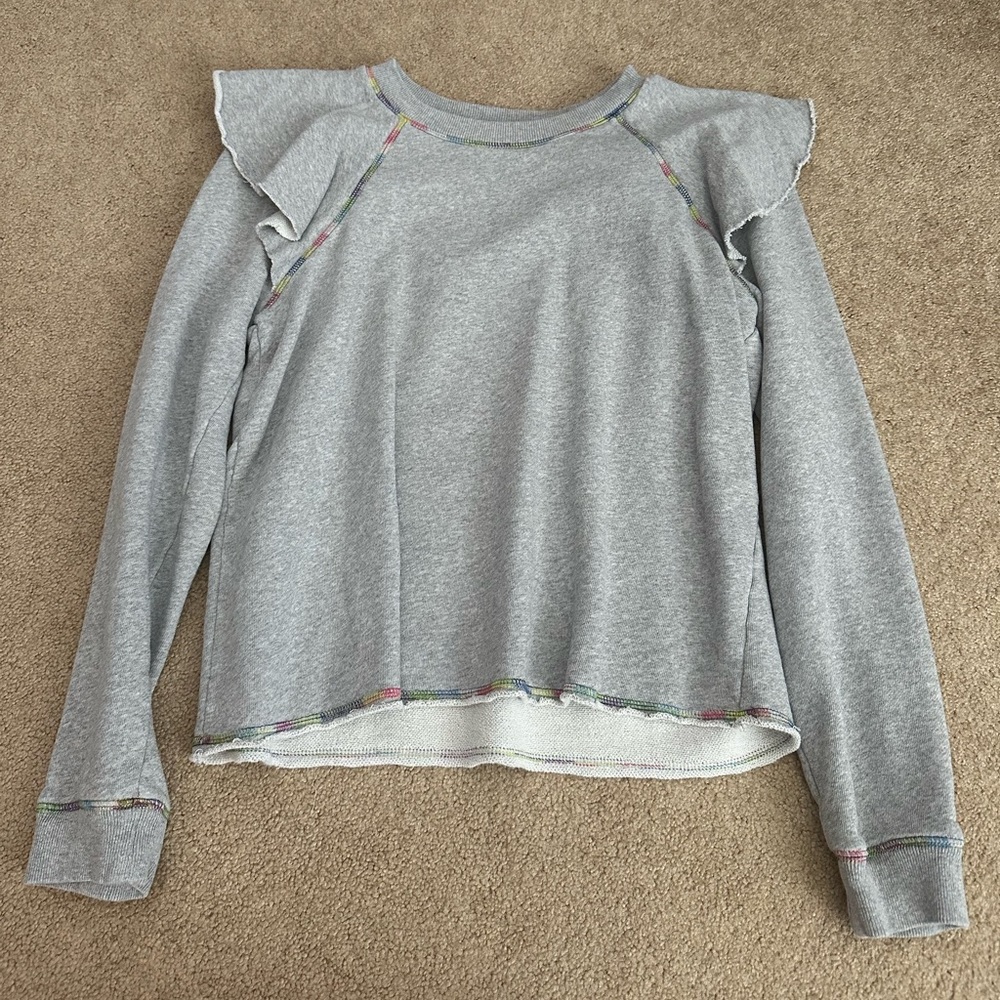 Something Navy Meghan Grey Ruffle Sweatshirt